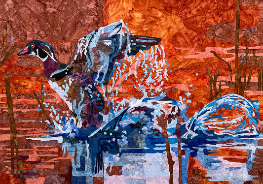 Wood Duck fabric collage by Natalija Walbridge