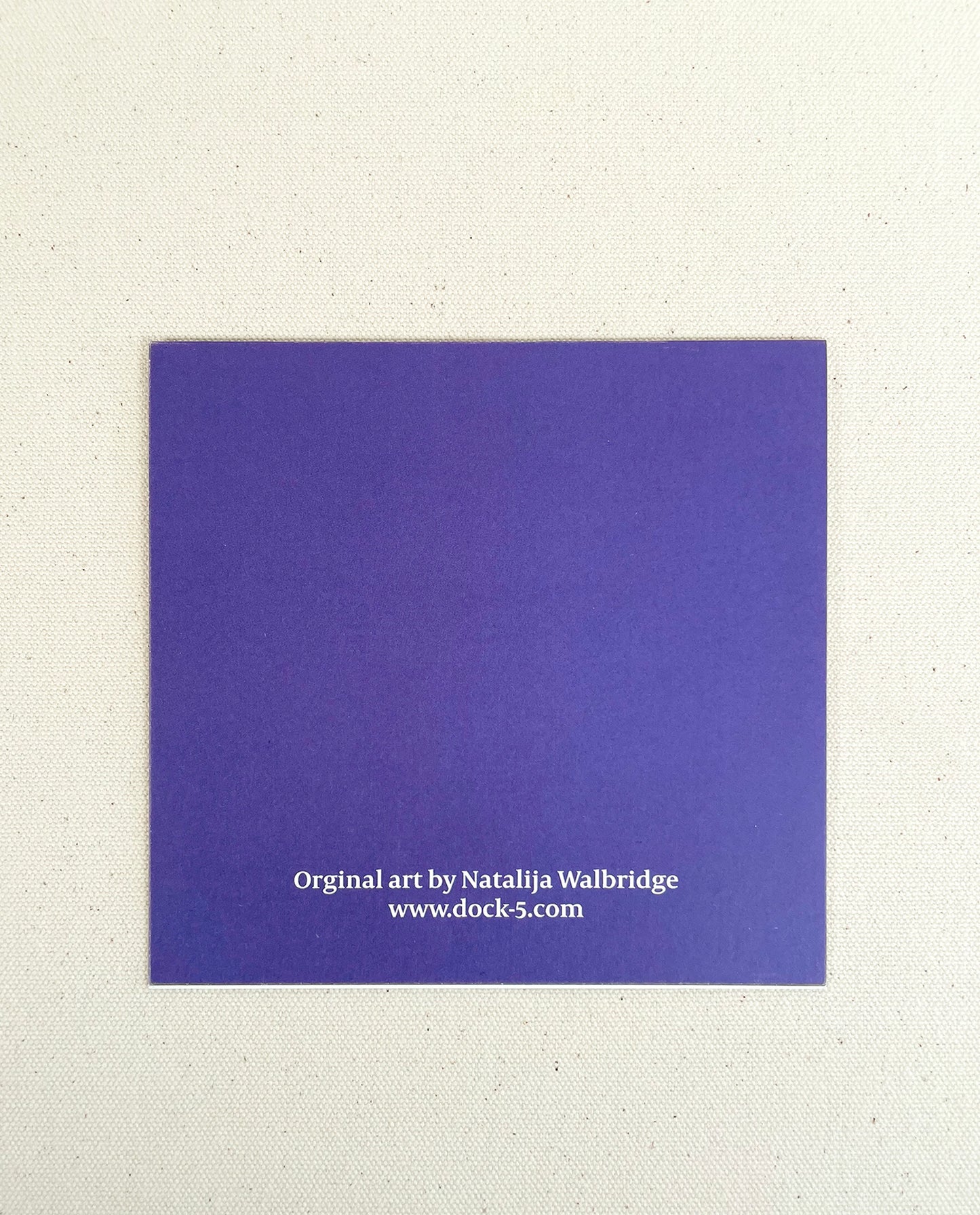 Back view of Lupine note card by Natalija Walbridge Dock 5