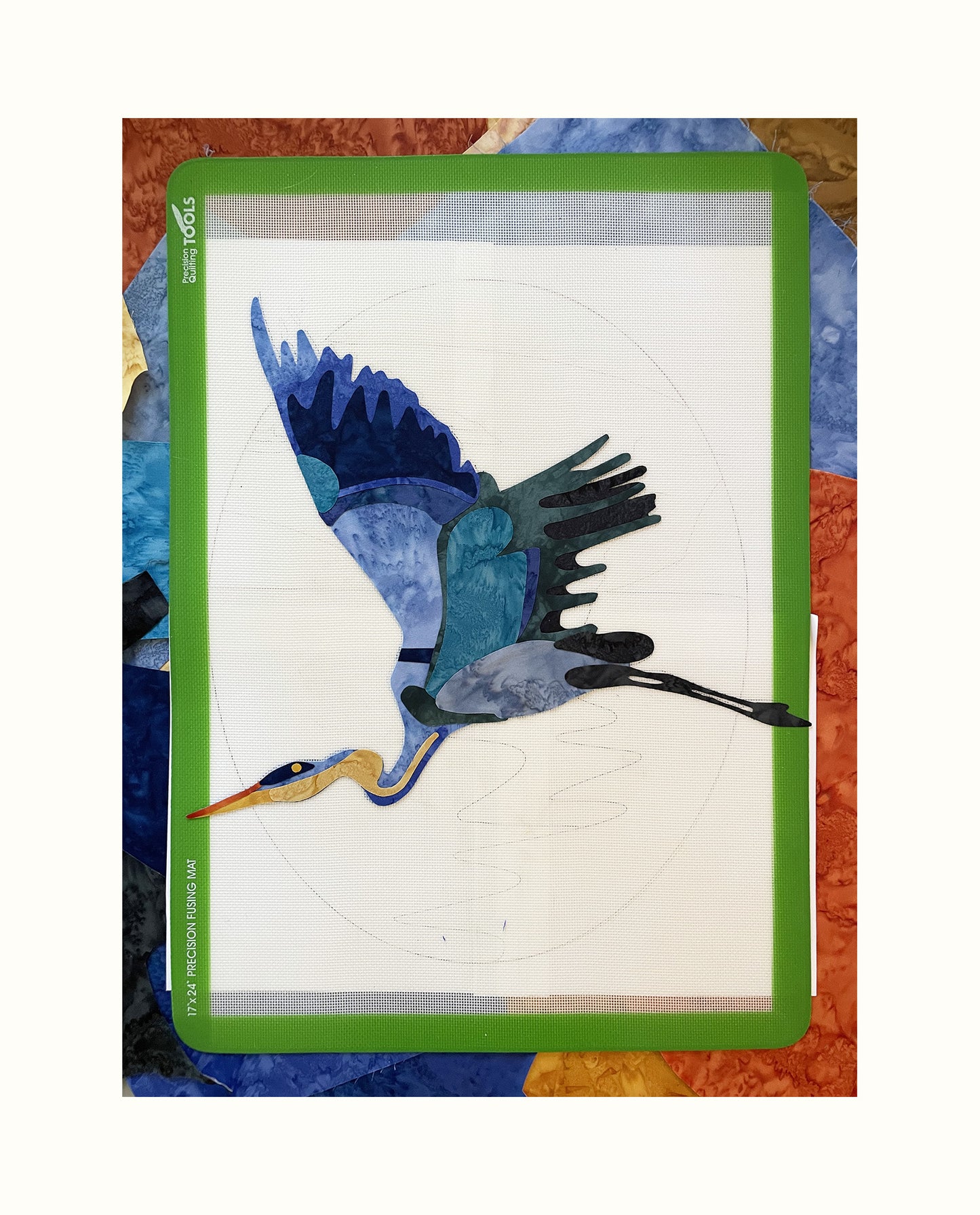 Fabric Collage Art - Great Blue Heron