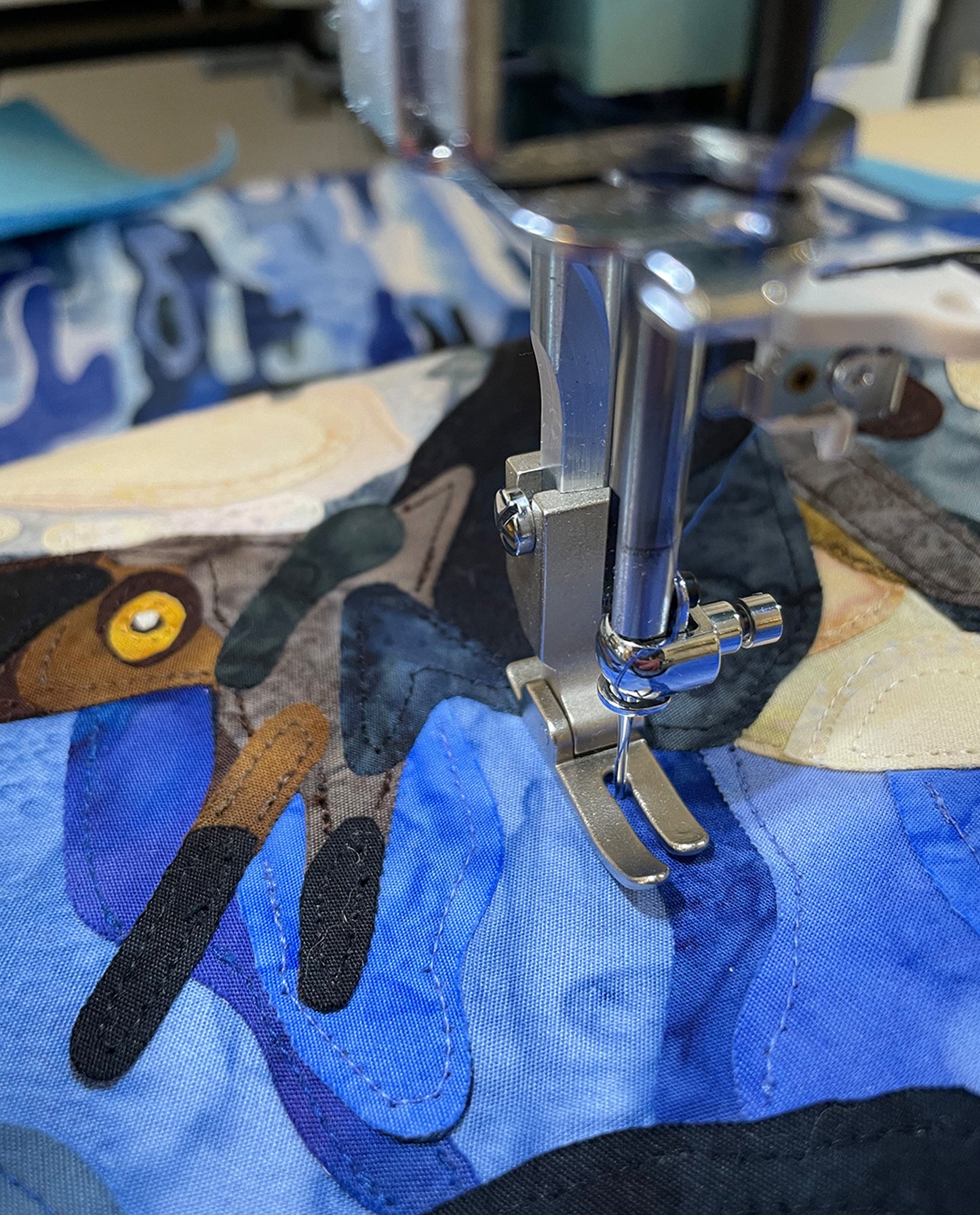 Fabric Collage Art - Hooded Mergansers