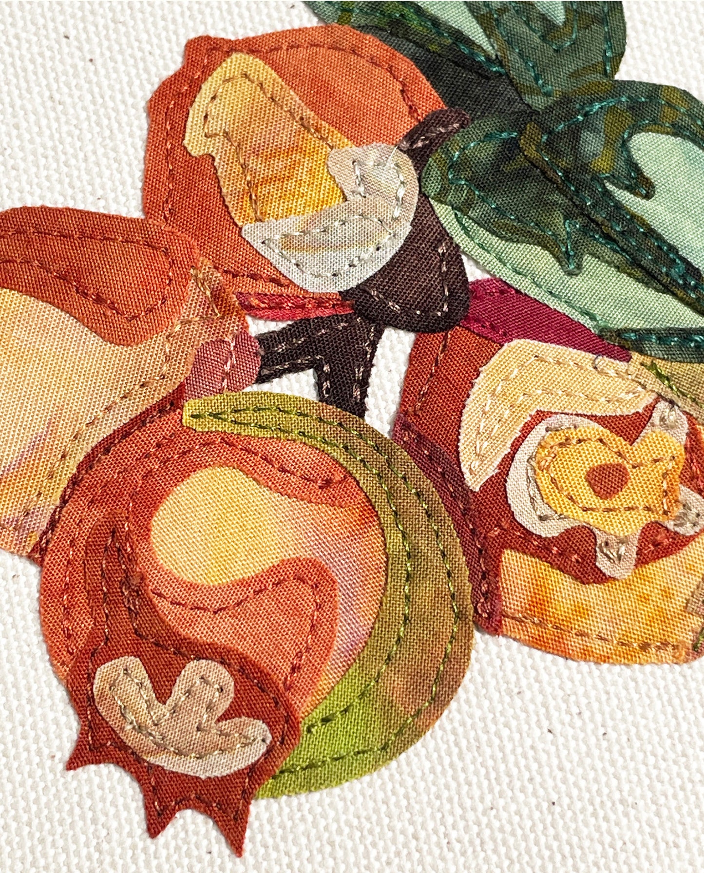Fabric Collage Art - Lingonberry