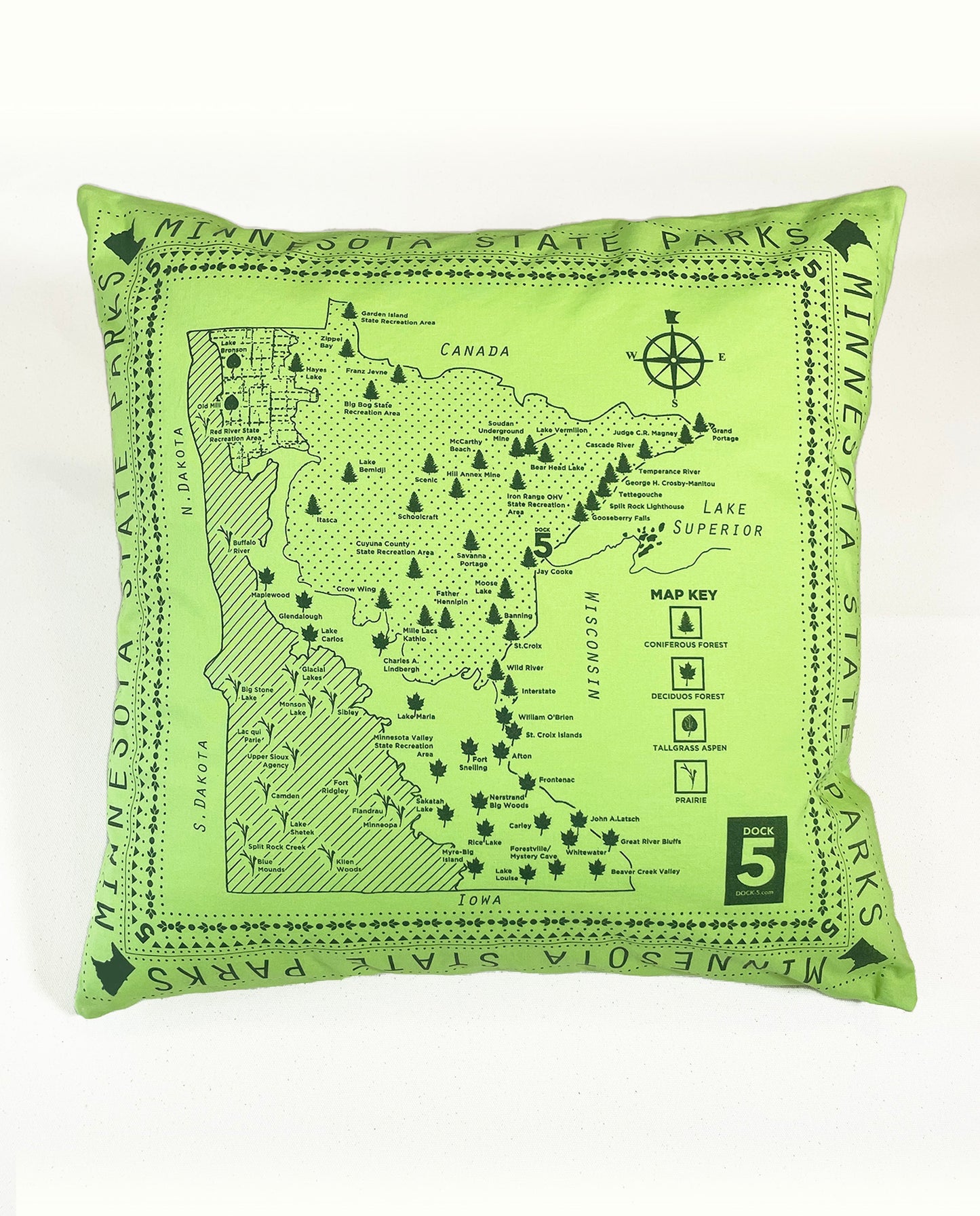 Bandana Pillow Covers: Minnesota State Parks Map