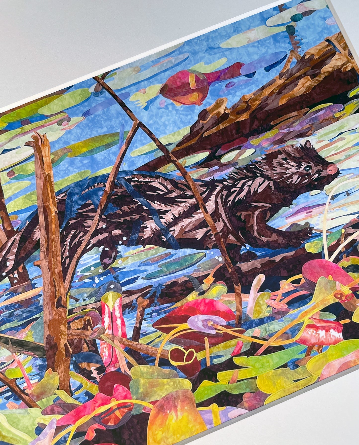 Fabric Collage Print - American Mink