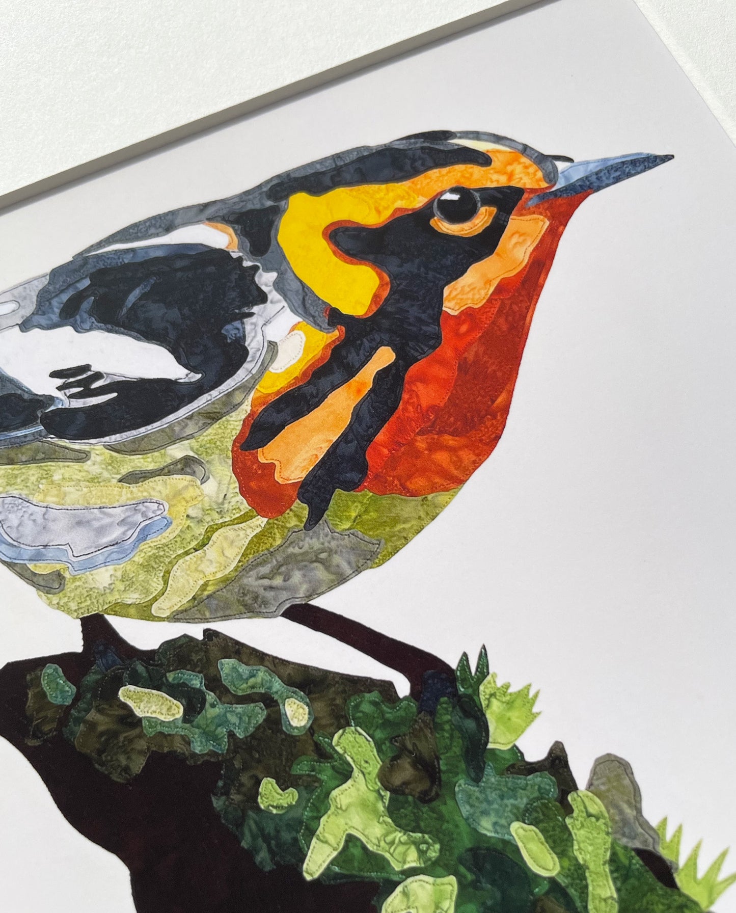 Fabric Collage Print - Blackburnian Warbler