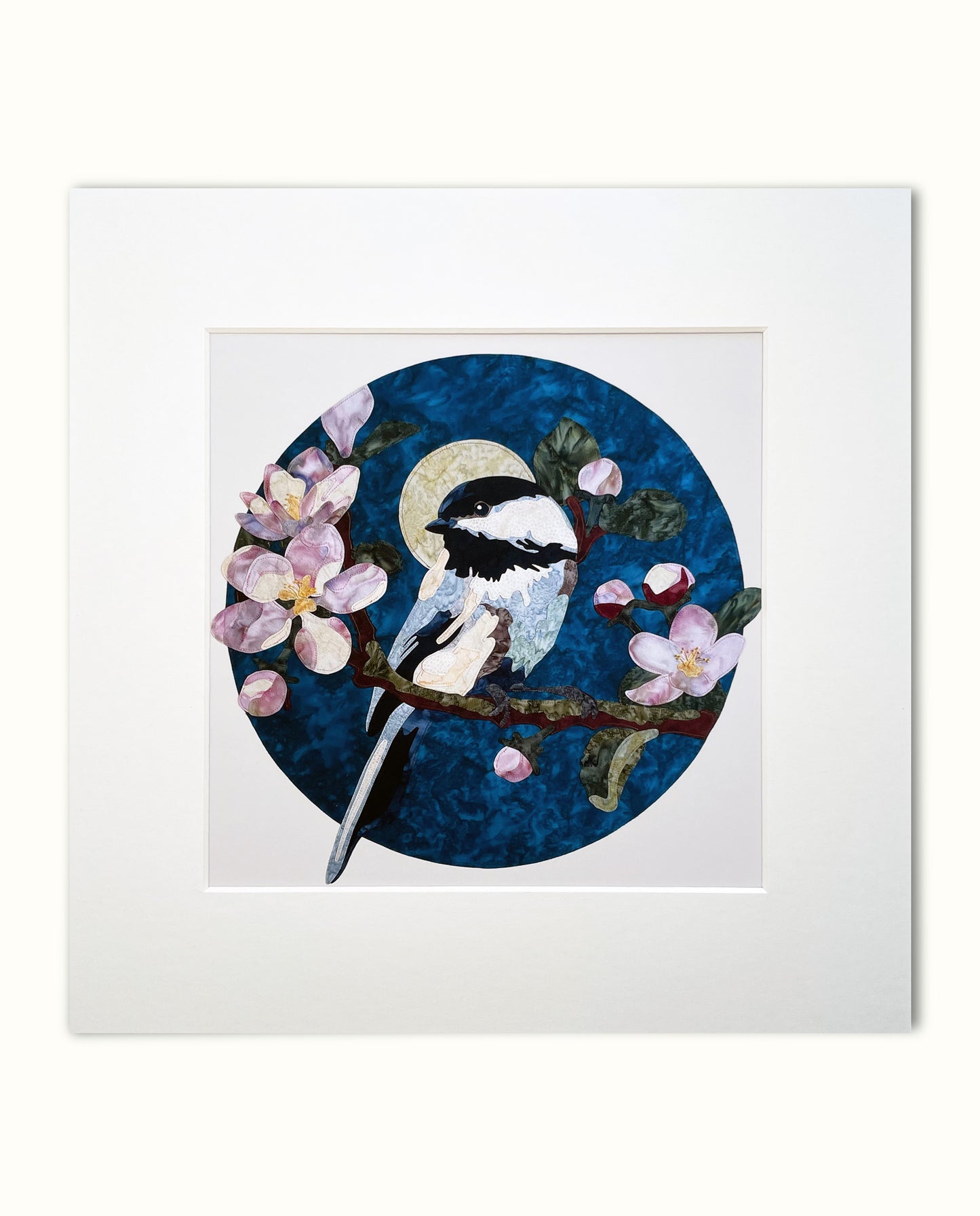 Fabric Collage Print - Chickadee