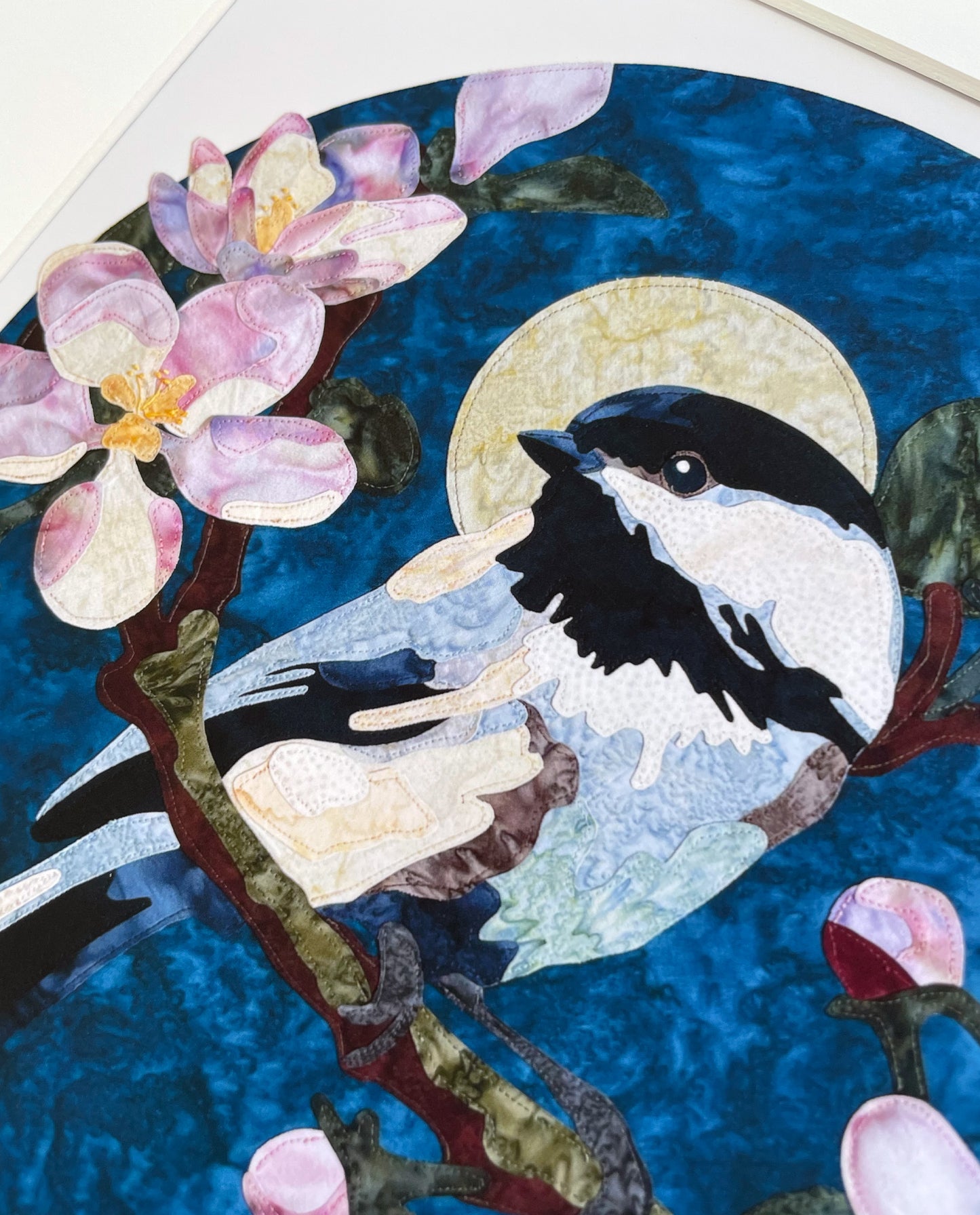 Fabric Collage Print - Chickadee