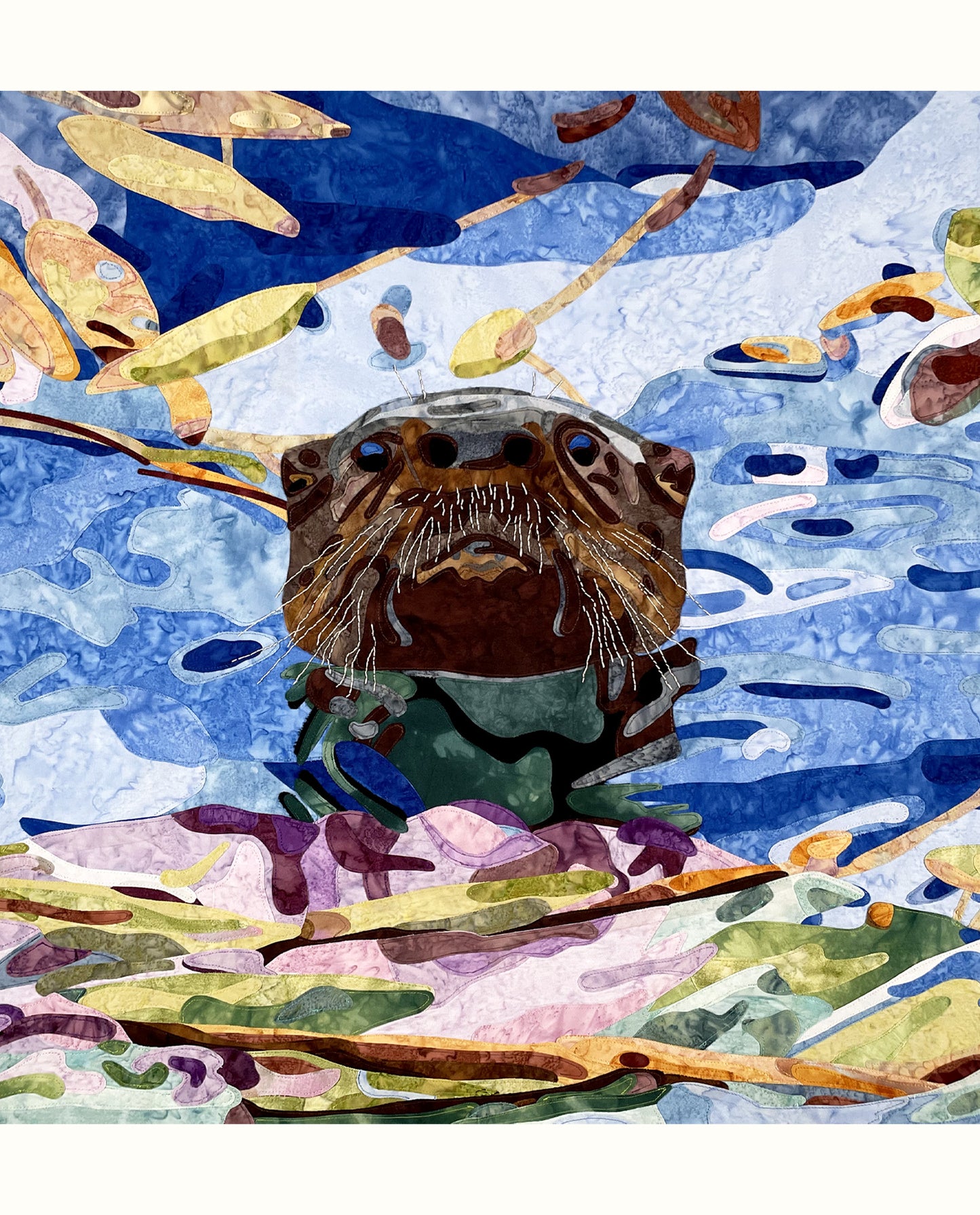 Fabric Collage Art - River Otter