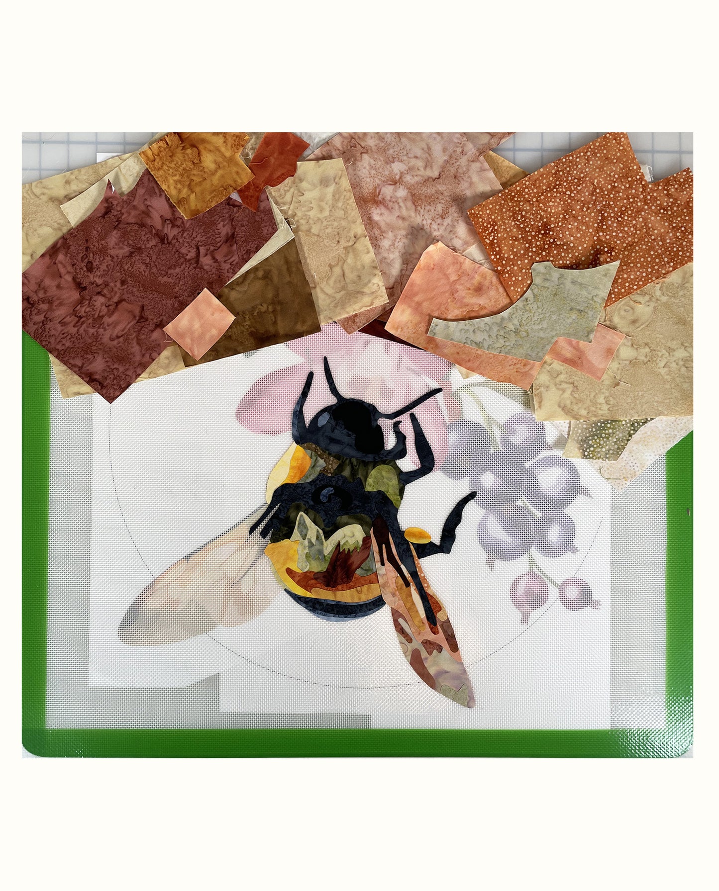 Fabric Collage Art - Rusty Patched Bumblebee
