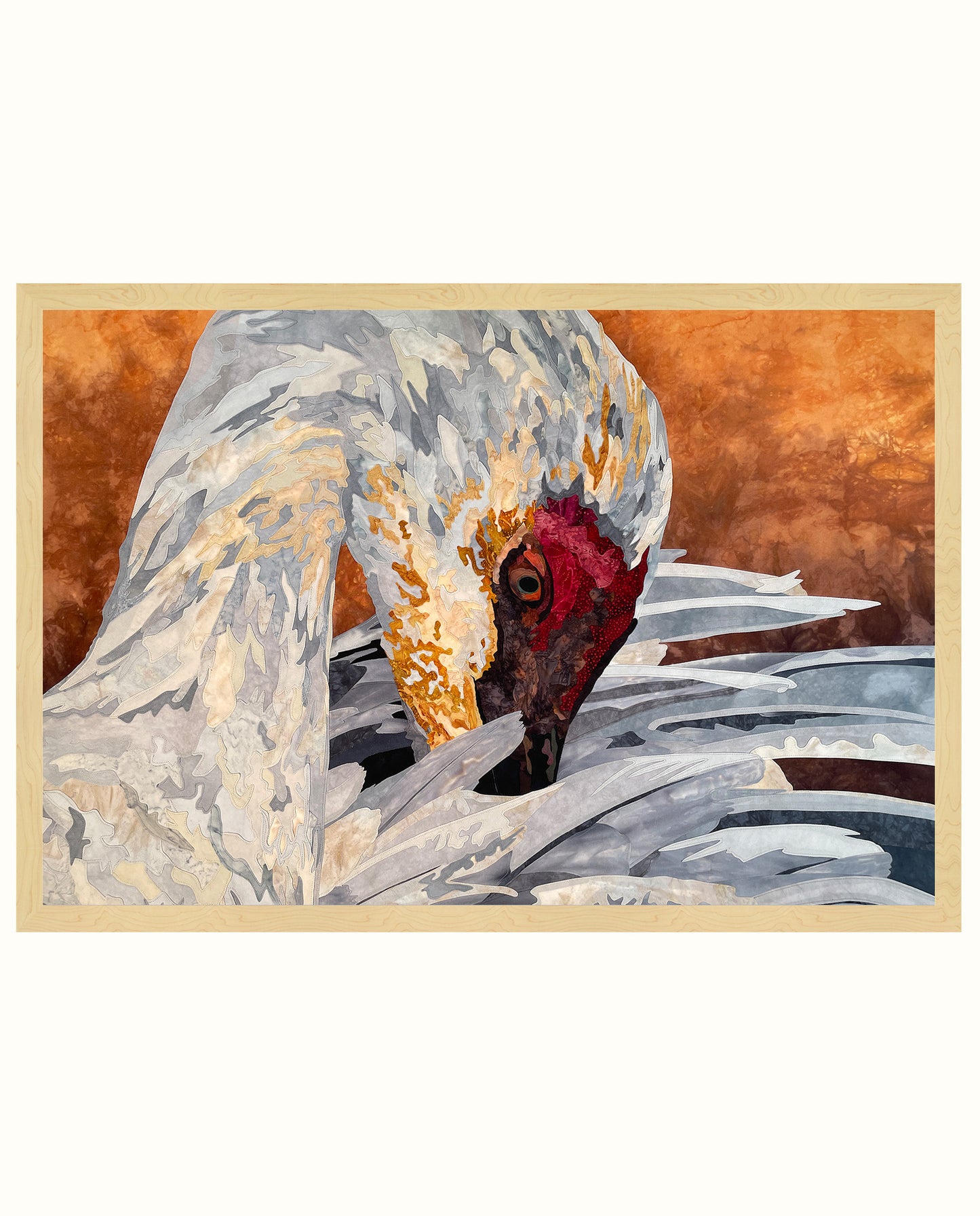 Fabric Collage Art - Sandhill Crane