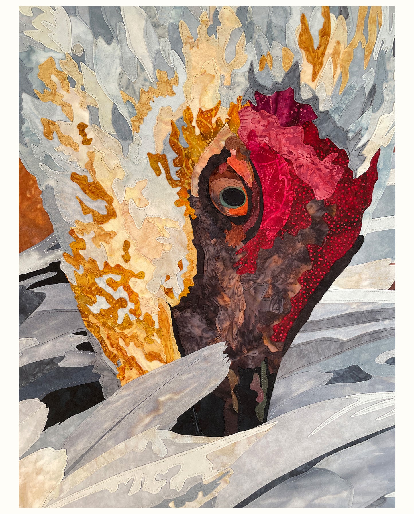 Fabric Collage Art - Sandhill Crane