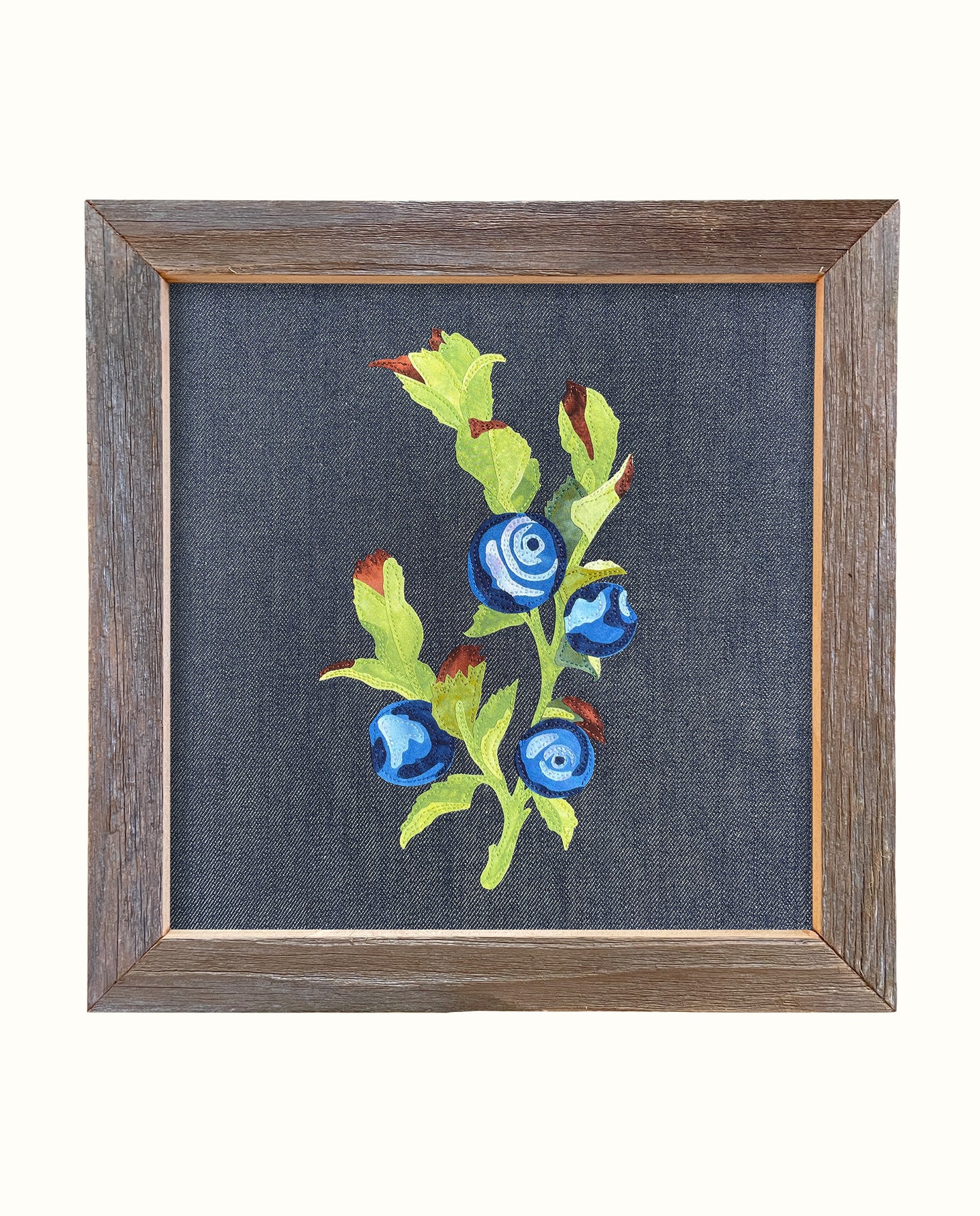 Fabric Collage Art - Wild Blueberry