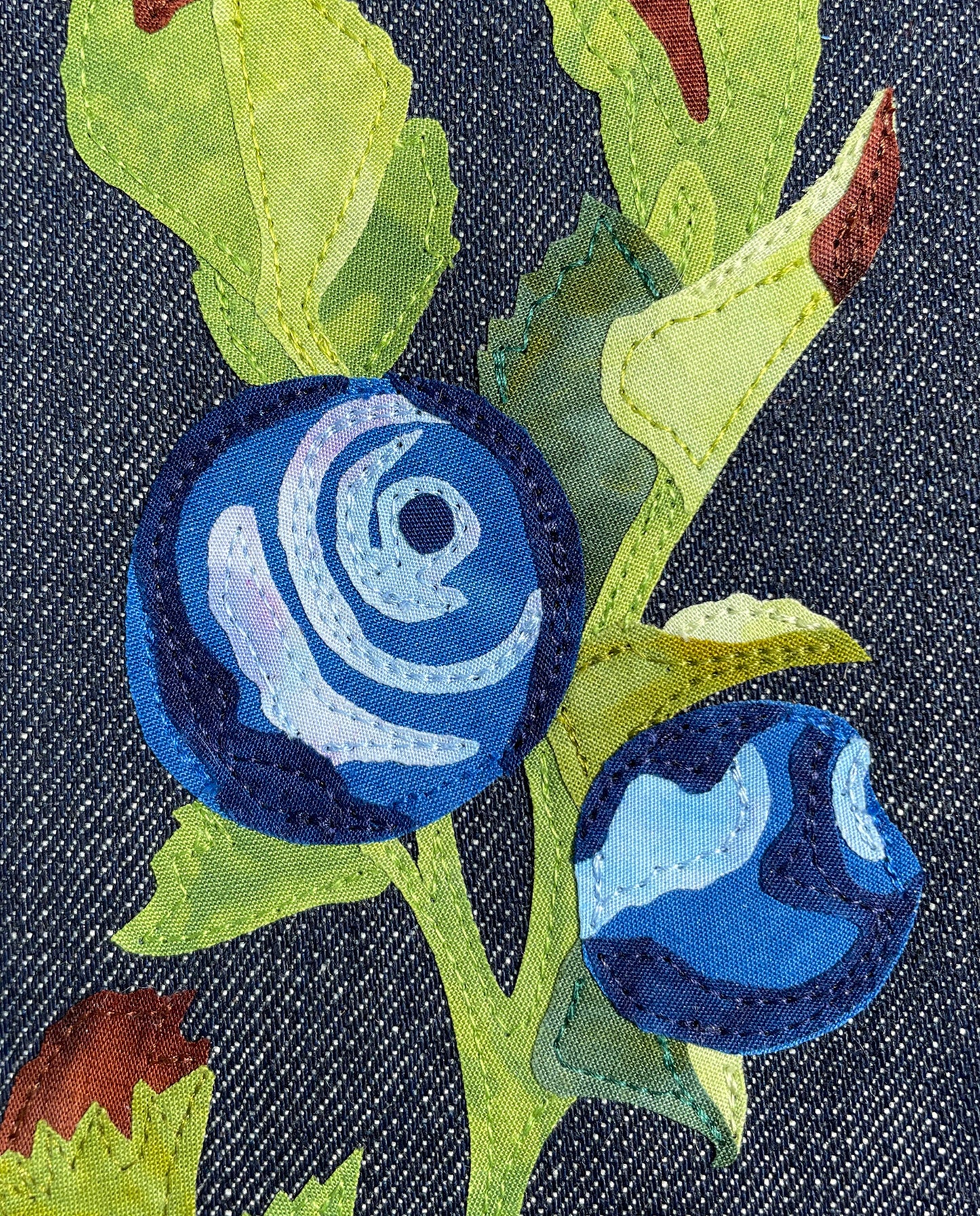 Fabric Collage Art - Wild Blueberry