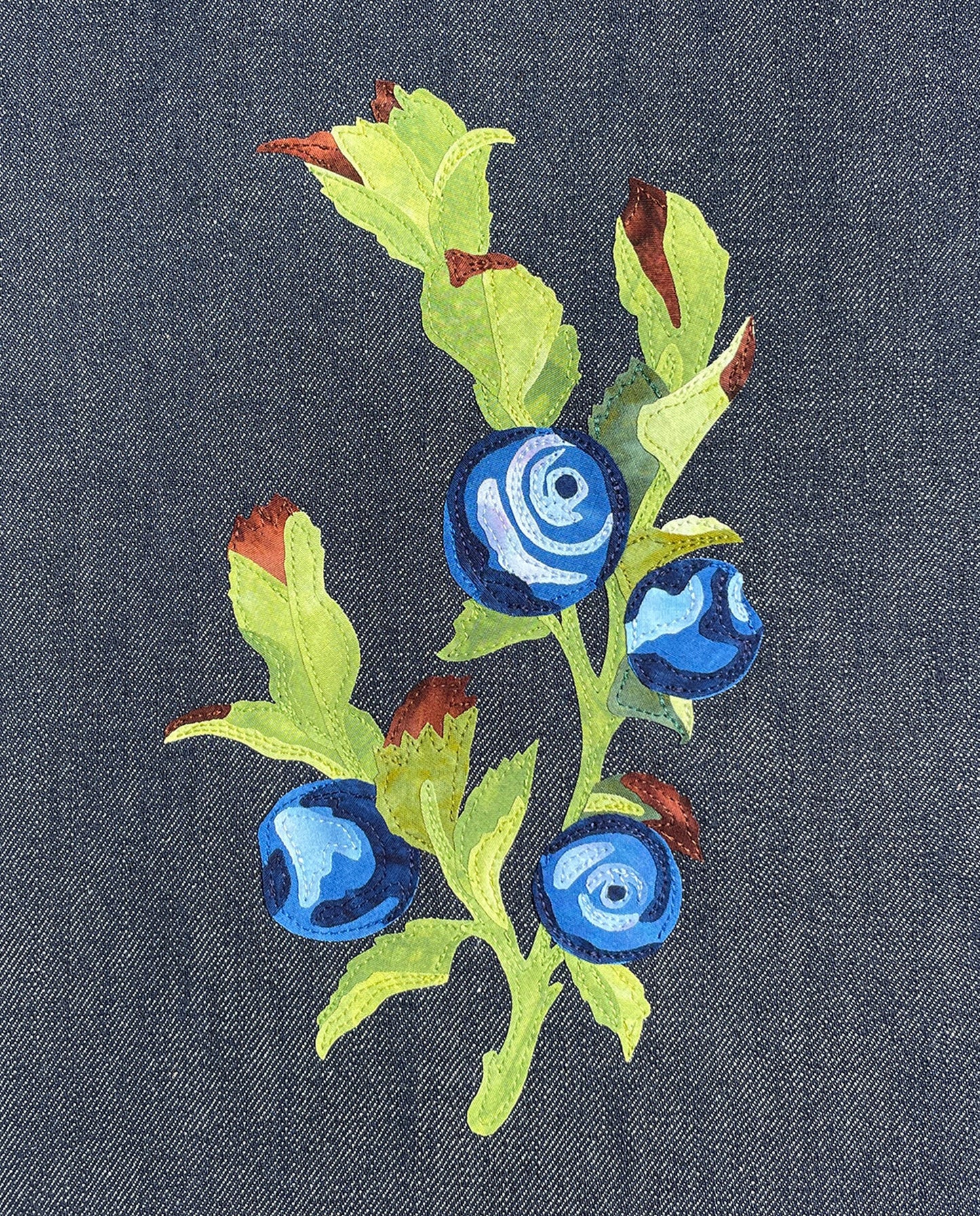 Fabric Collage Art - Wild Blueberry