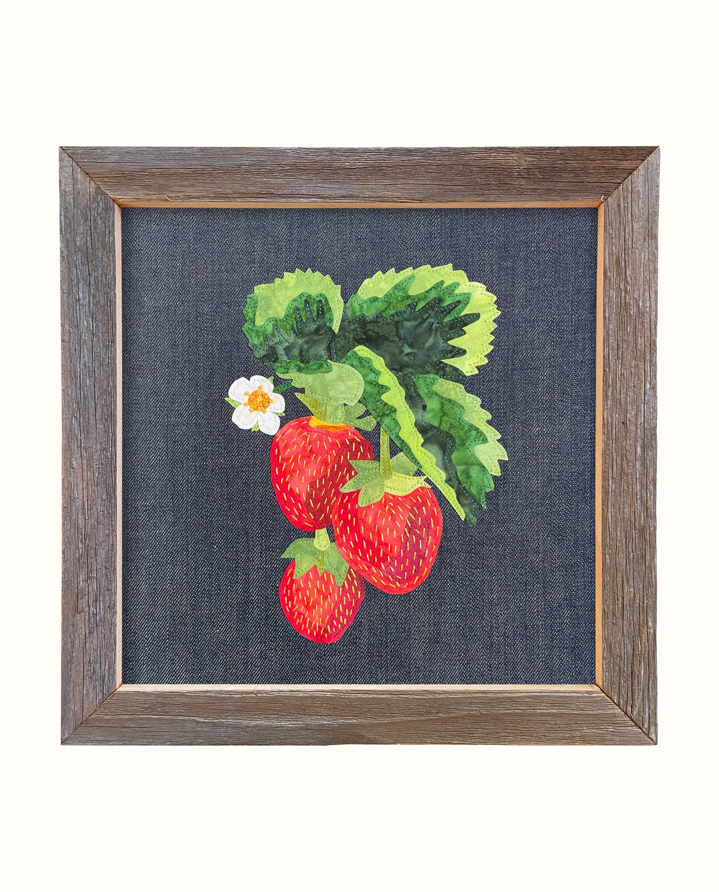 Fabric Collage Art - Wild Strawberry