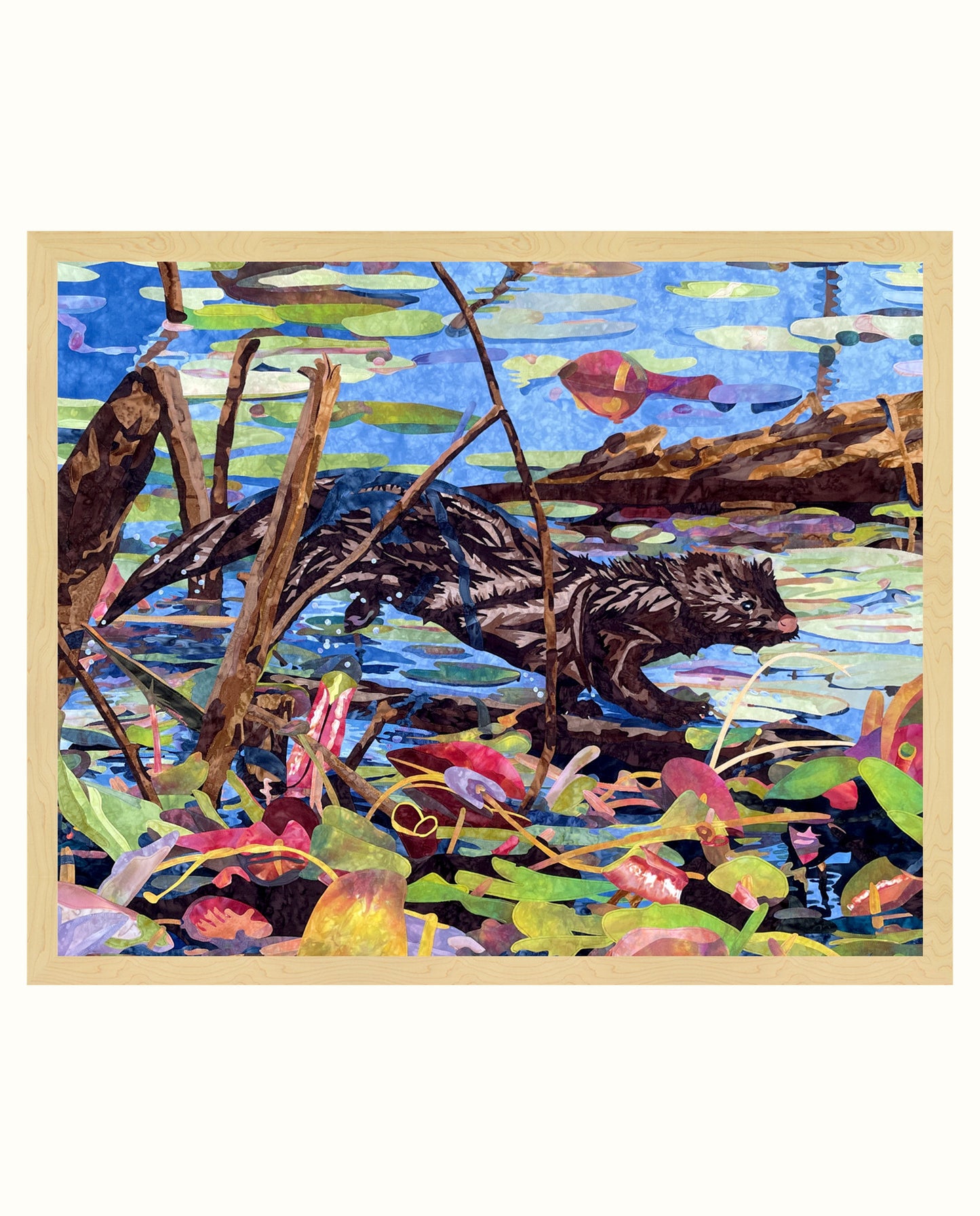 Fabric Collage Art - American Mink