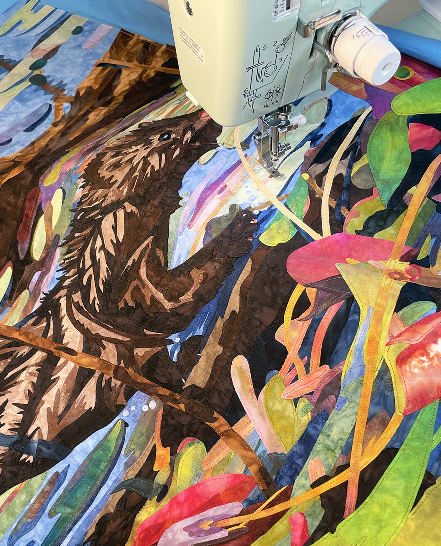 Fabric Collage Art - American Mink