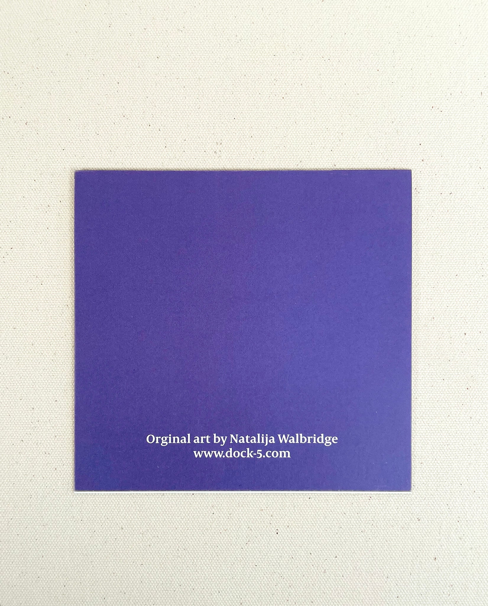 Back view of Lupine note card by Natalija Walbridge Dock 5