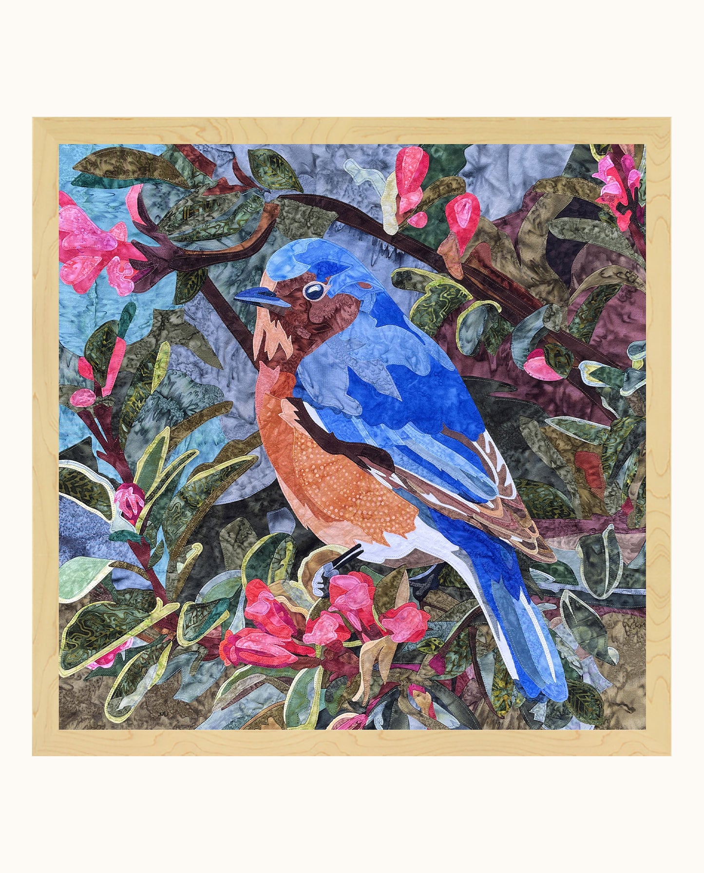 Fabric Collage Art - Eastern Bluebird