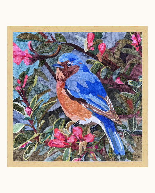 Fabric Collage Art - Eastern Bluebird