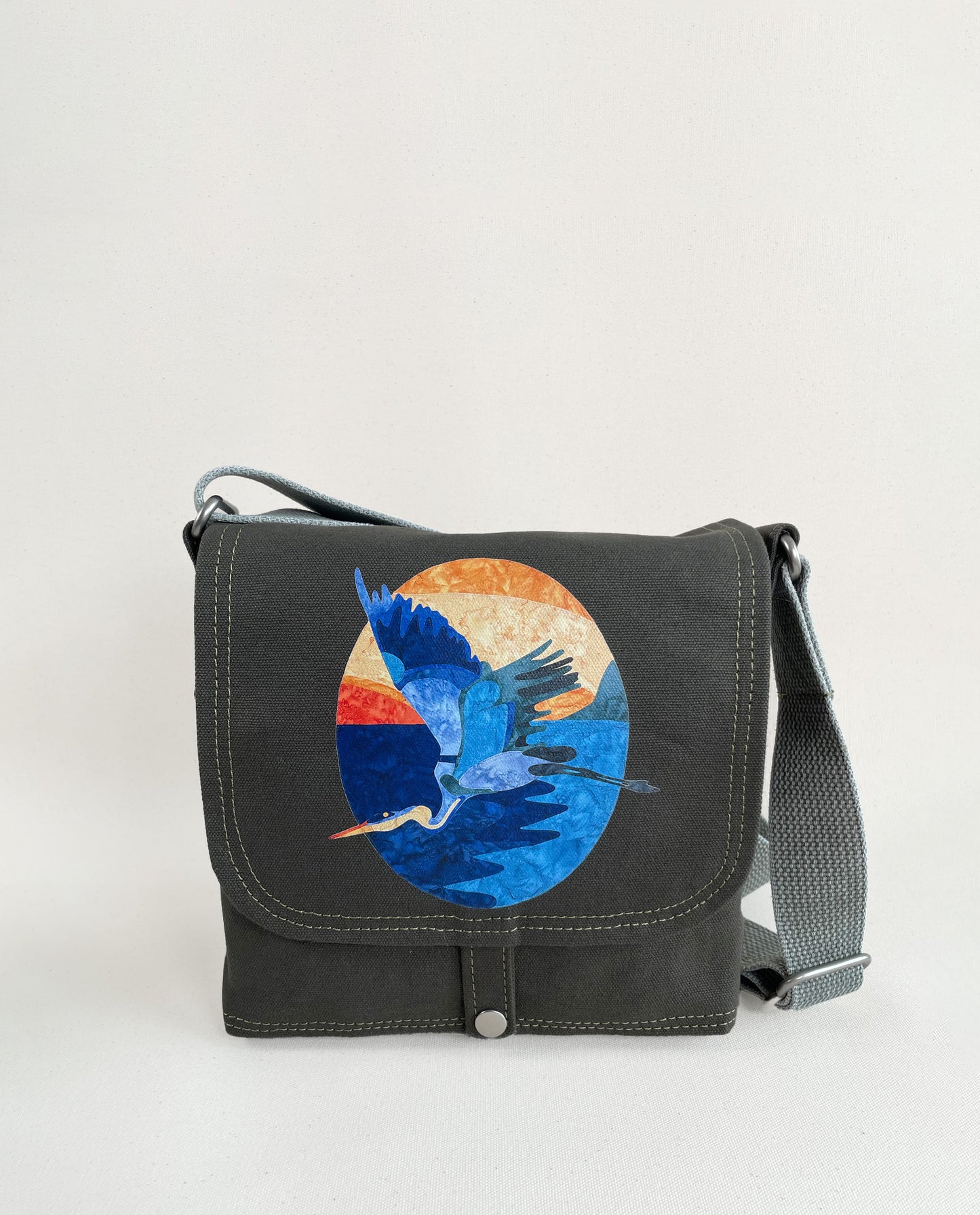 Mini-Messenger Bag: Great Blue Heron