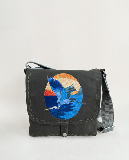 Mini-Messenger Bag: Great Blue Heron