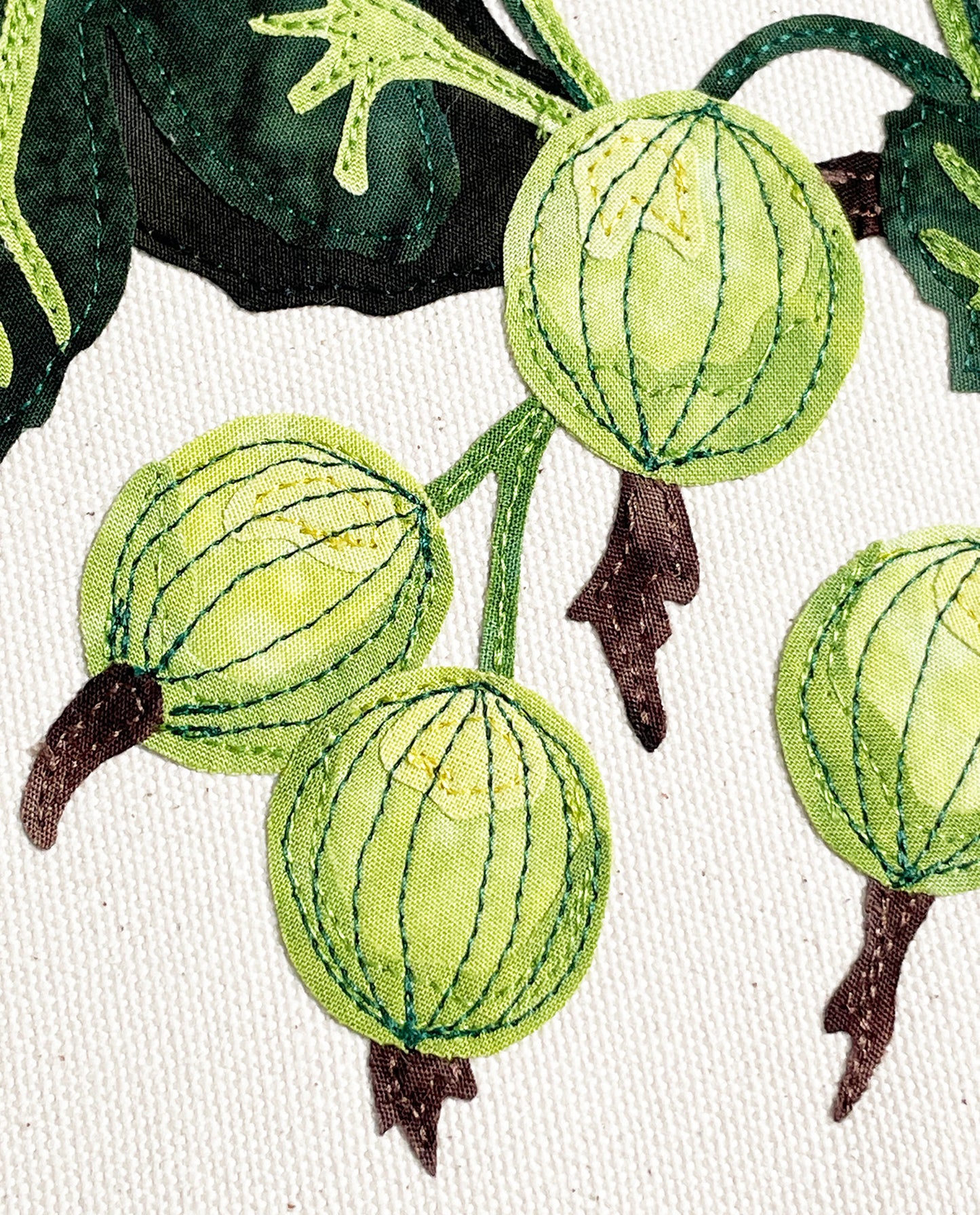Fabric Collage Art - Gooseberry