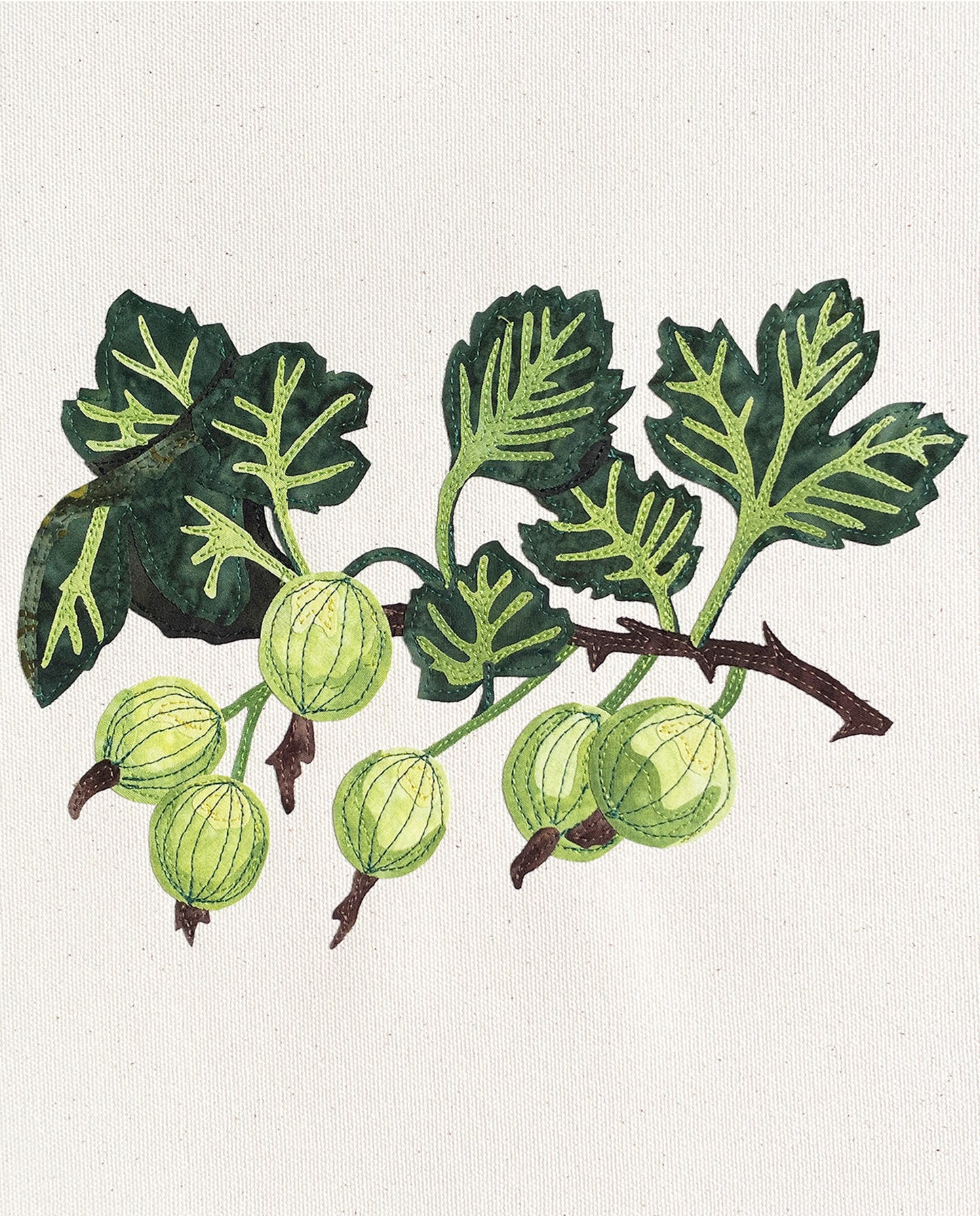 Fabric Collage Art - Gooseberry