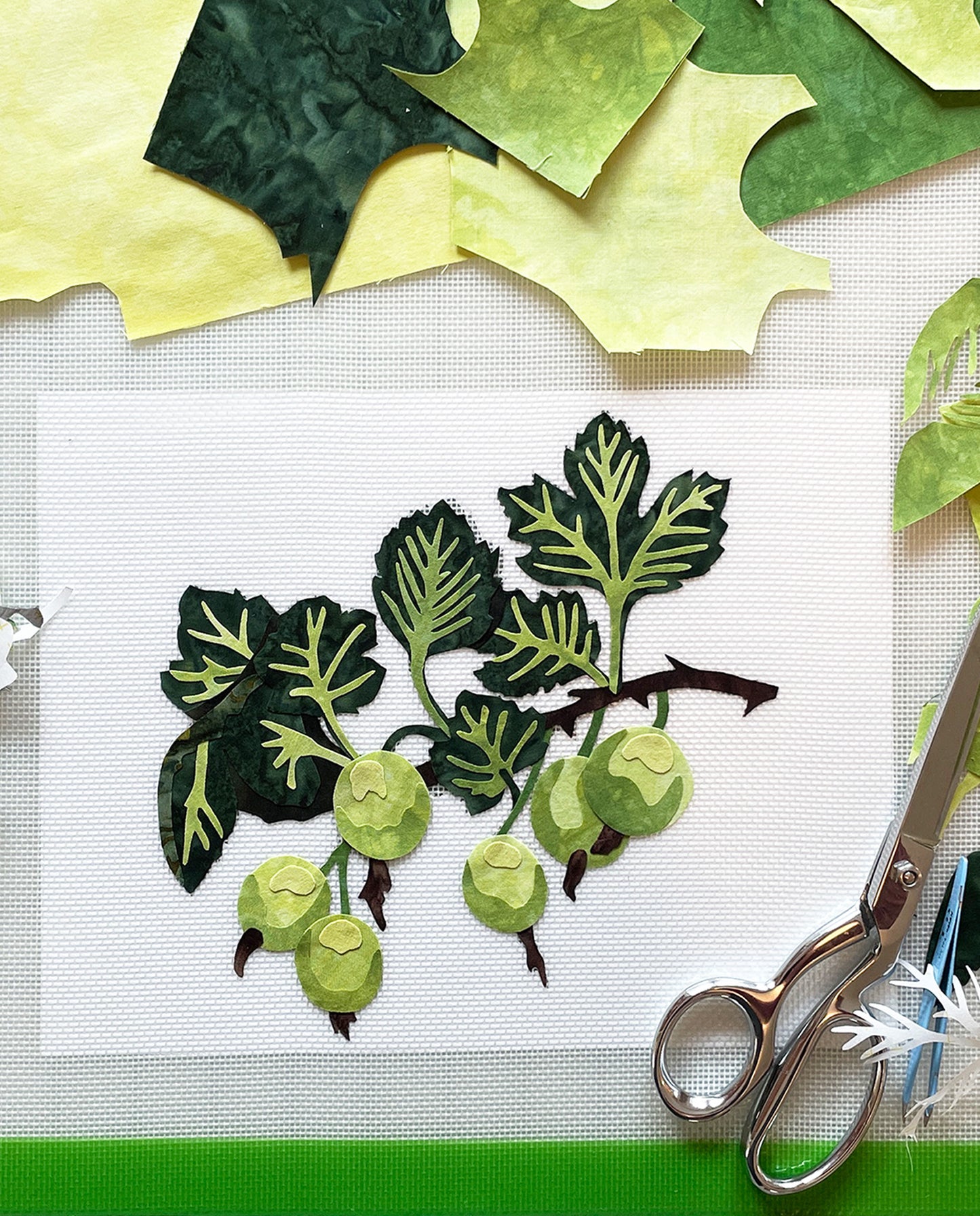 Fabric Collage Art - Gooseberry