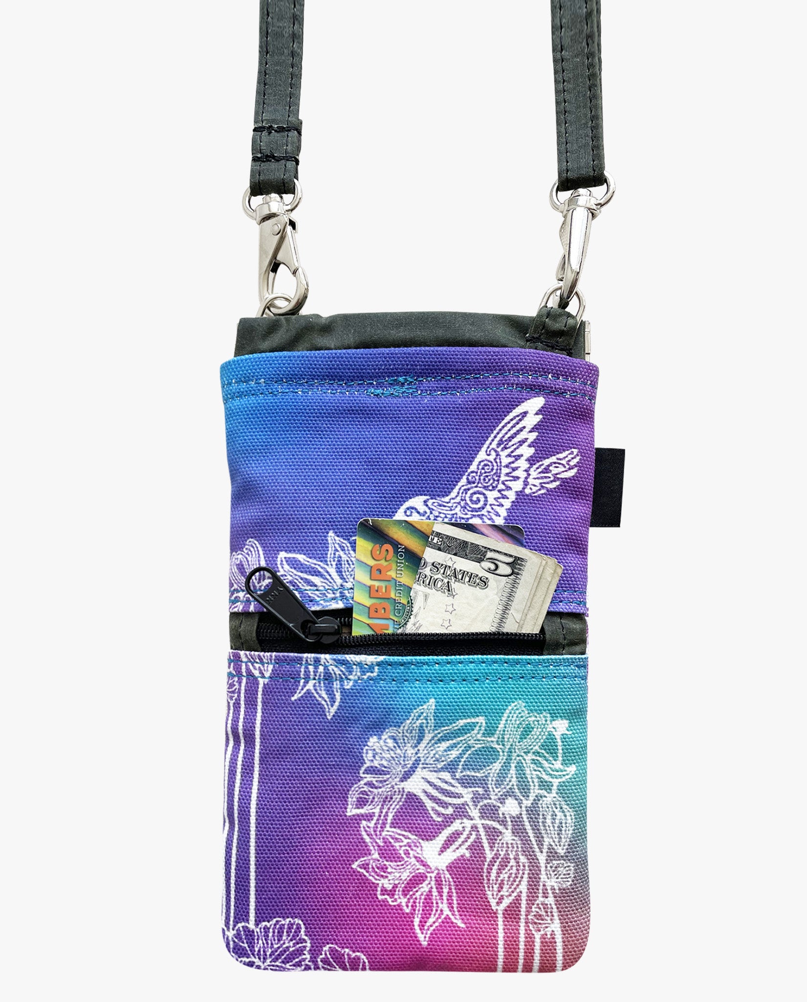 Hummingbird cell phone bag back view by Dock 5 Duluth
