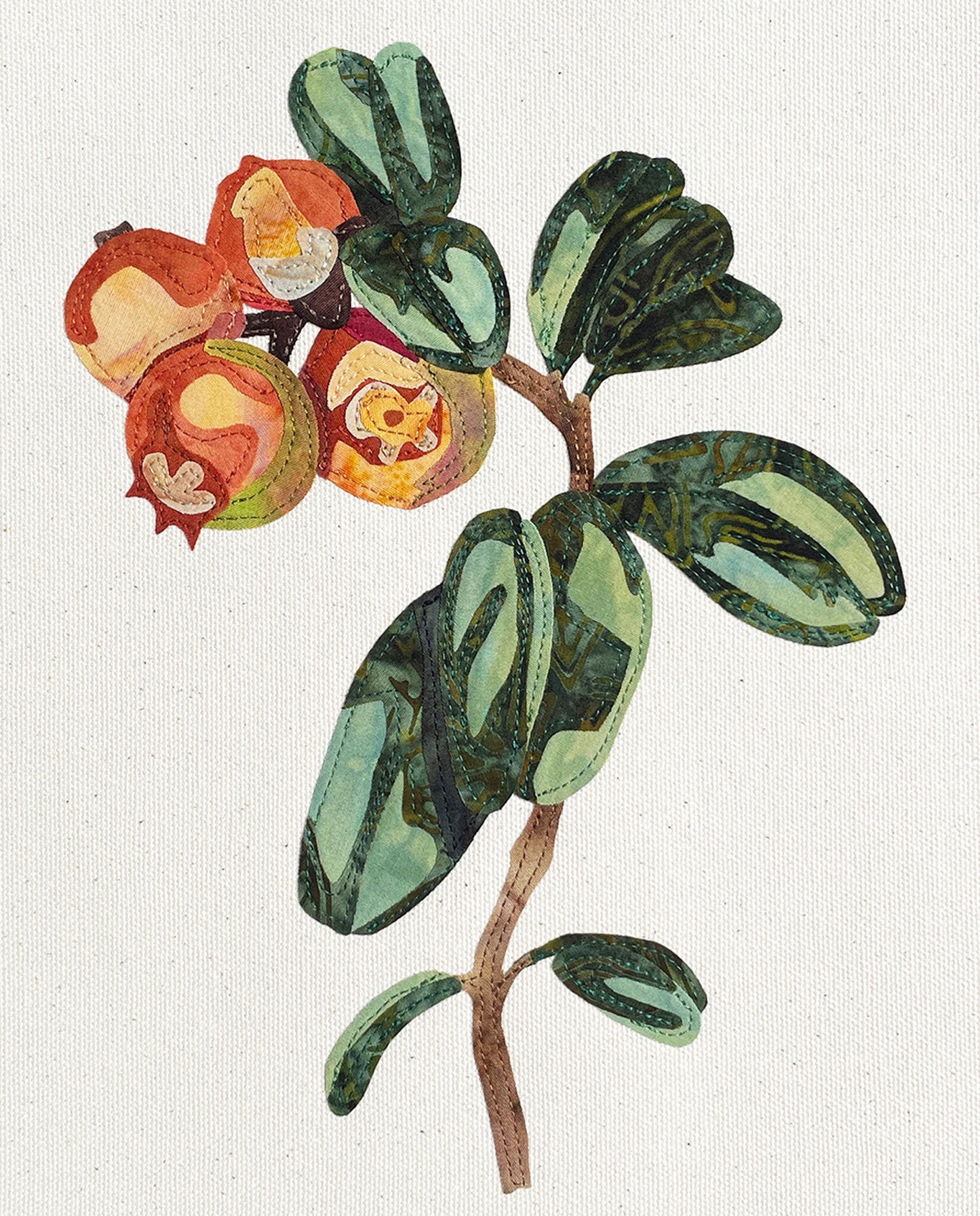 Fabric Collage Art - Lingonberry
