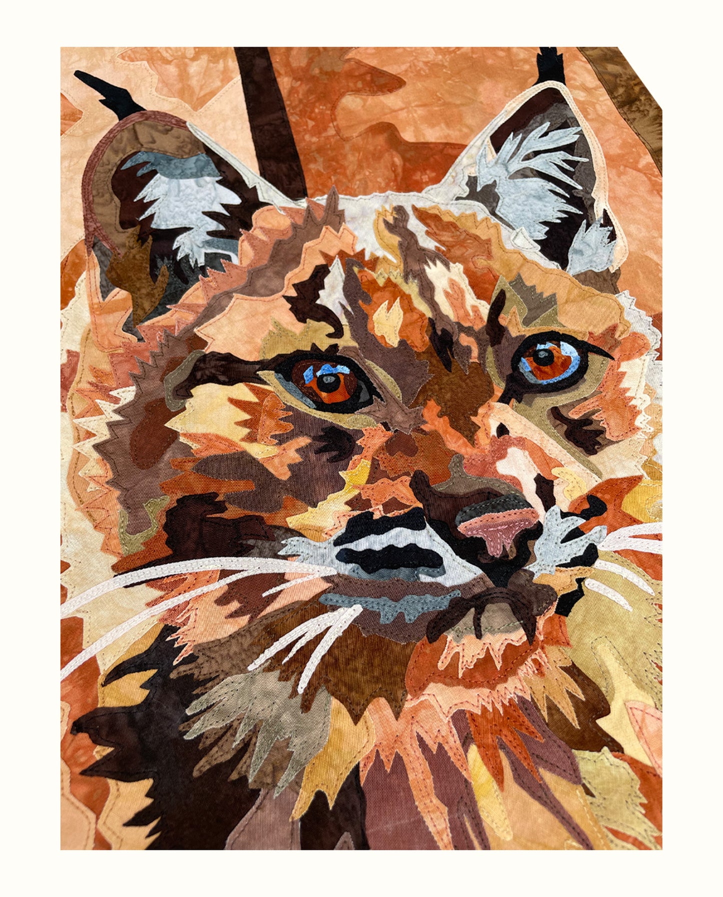 Fabric Collage Art - Lynx