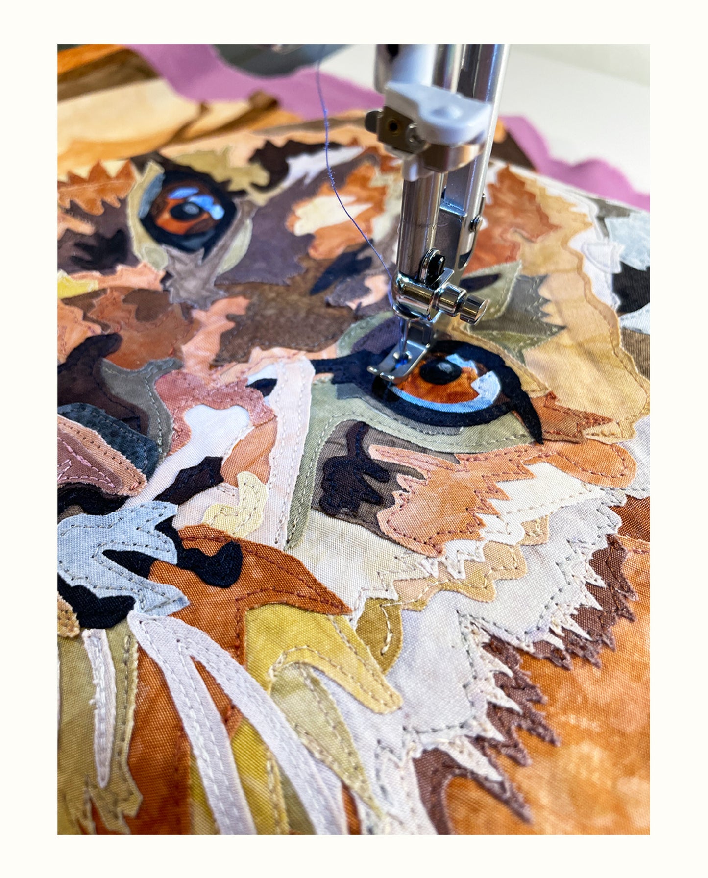 Fabric Collage Art - Lynx