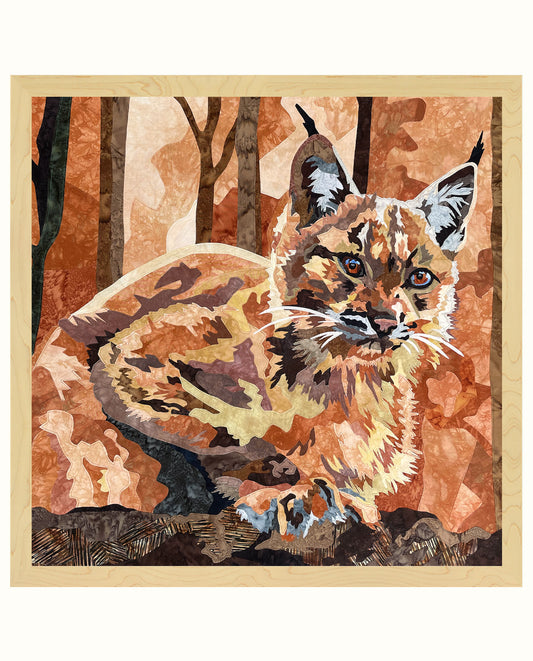 Fabric Collage Art - Lynx