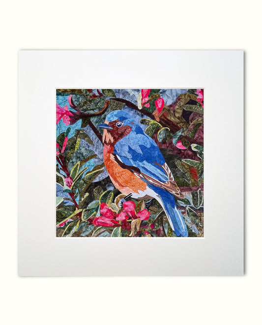Fabric Collage Print - Eastern Bluebird