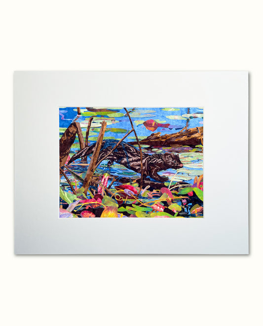 Fabric Collage Print - American Mink