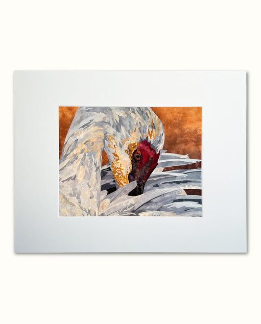 Fabric Collage Print - Sandhill Crane