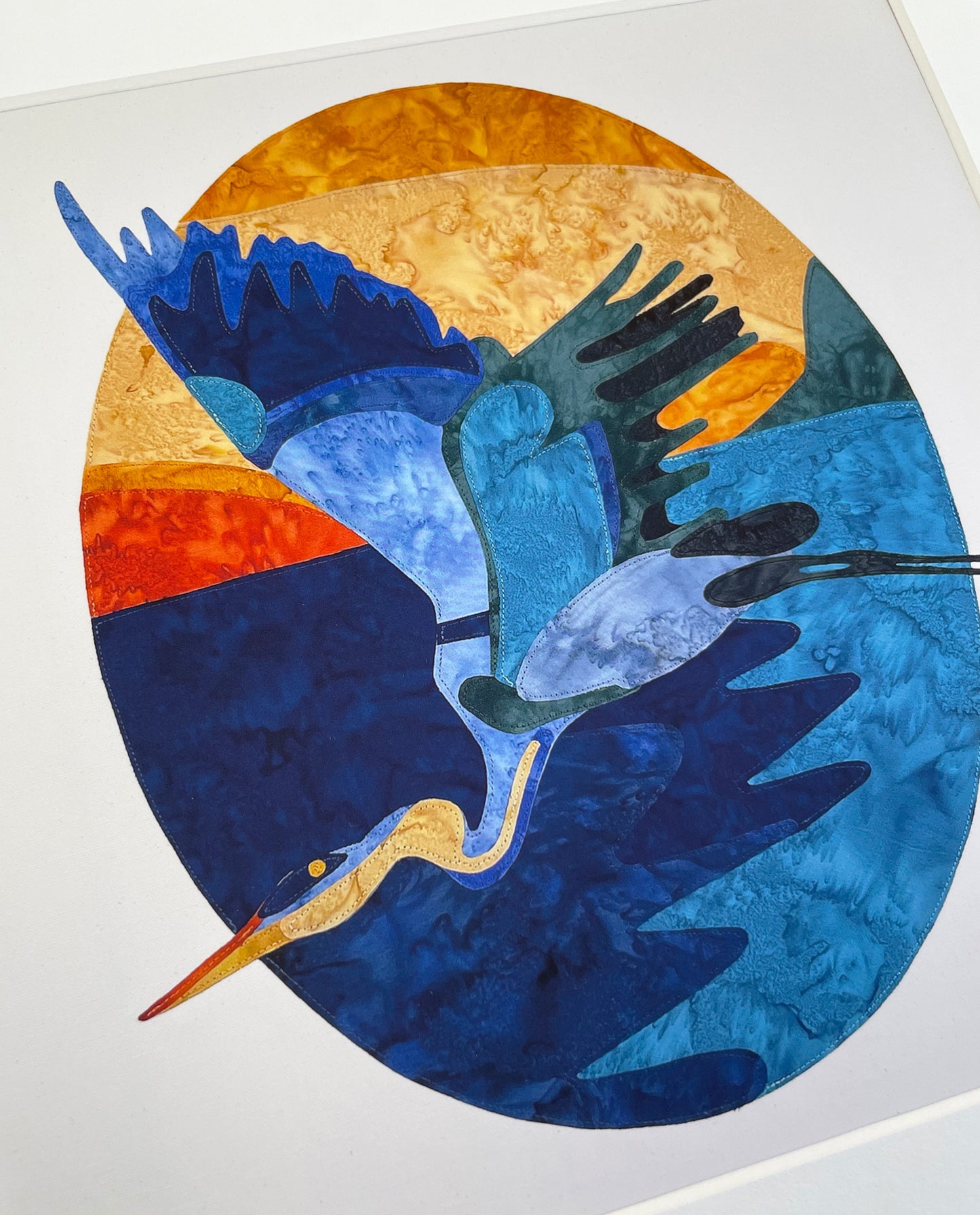 Fabric Collage Print - Great Blue Heron