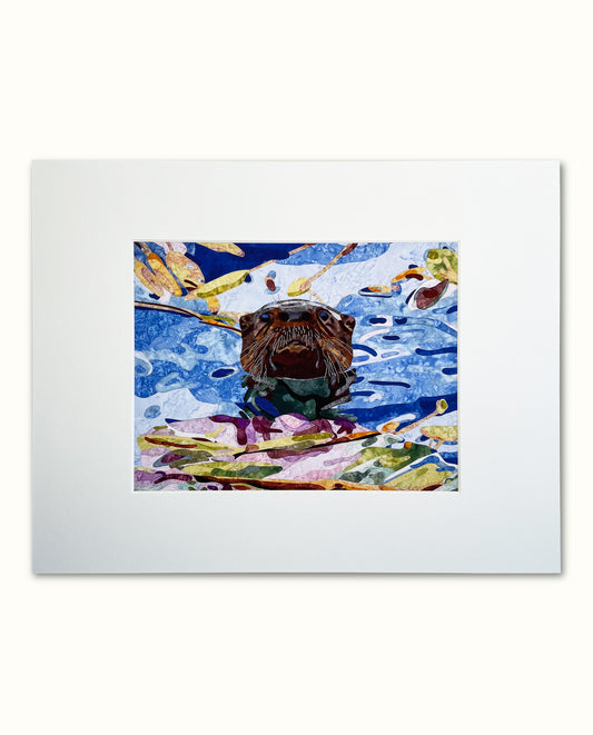 Fabric Collage Print - River Otter