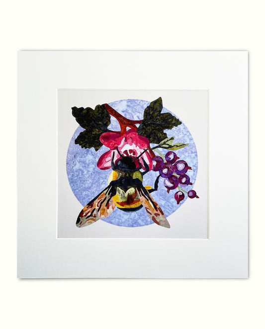 Fabric Collage Print - Rusty Patched Bumblebee
