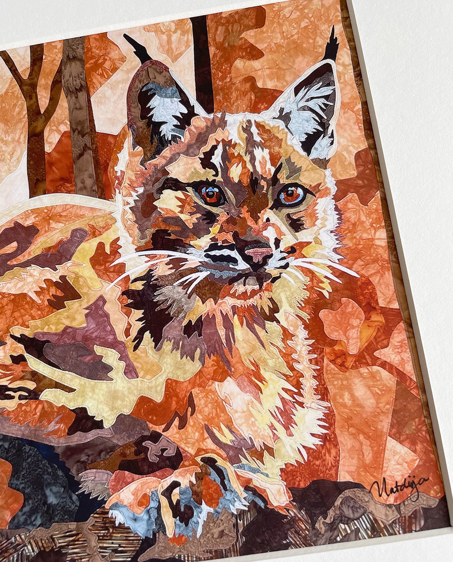 Fabric Collage Print - Lynx