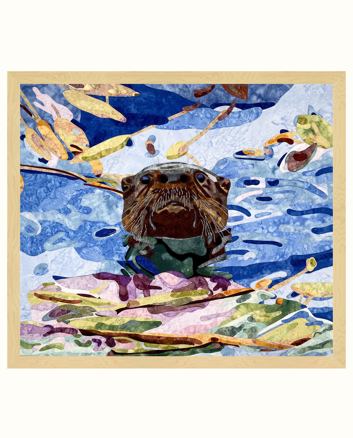 Fabric Collage Art - River Otter