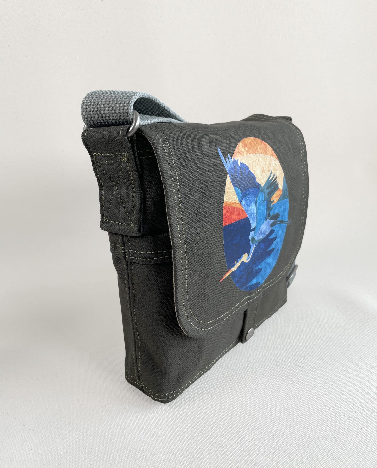 Mini-Messenger Bag: Great Blue Heron